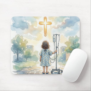 Little Girl Holding an IV Pole Mouse Pad