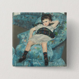 Little Girl in a Blue Armchair, 1878 (oi 2 Inch Square Button