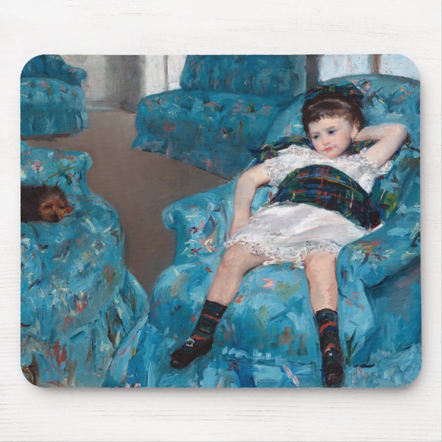 Little Girl in a Blue Armchair, Cassatt Mouse Pad (Front)