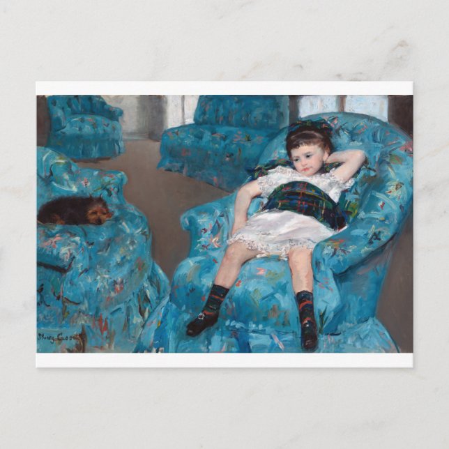 Little Girl in a Blue Armchair, Cassatt Postcard (Front)