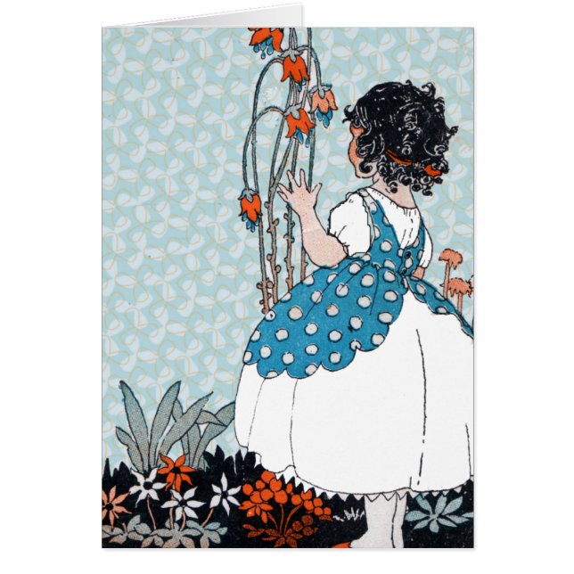 Little Girl in Pinafore by Pretty Flowers (Front)