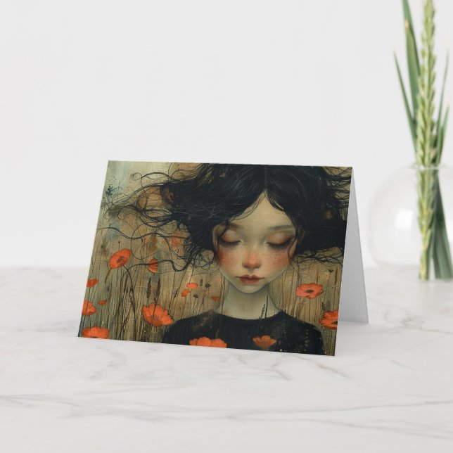 Little Girl in the Flowers All Occasions Card (Front)