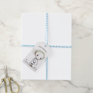 Little Girl In Wildflowers Sketch Gift Tags