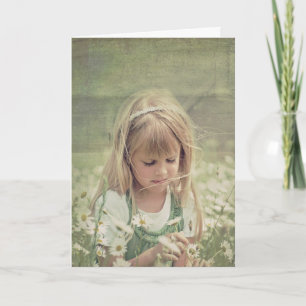 little girl in wildfowers card