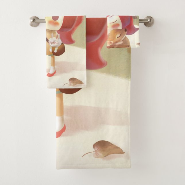Little Girl Lost in the Forest Bath Towel Set (Insitu)