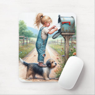 Little Girl Mailing a Letter Mouse Pad