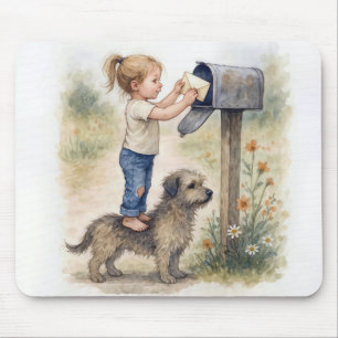 Little Girl Mailing a Letter Mouse Pad