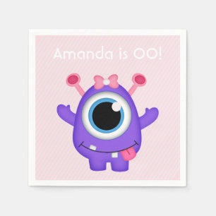 Little Girl Monster themed Party personalized Napkin