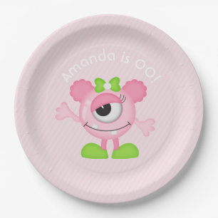 Little Girl Monster themed Party personalized Paper Plate
