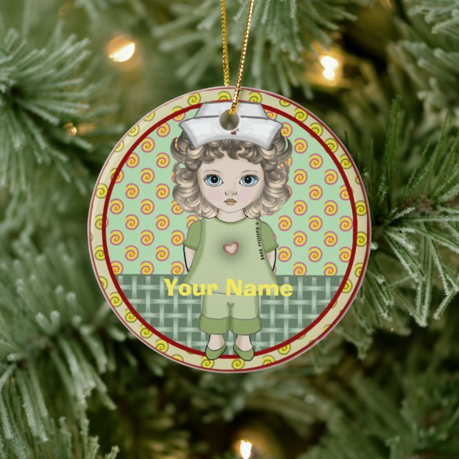 Little girl nurse  ceramic ornament (Tree)