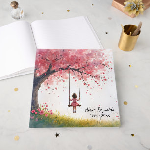Little Girl On a Cherry Tree Swing Guest Book