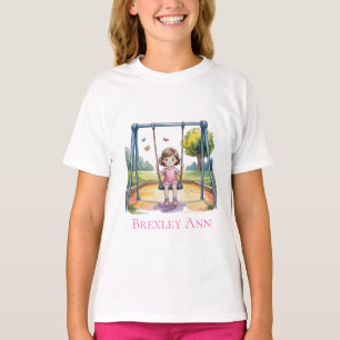 Little Girl on a Swing 4th Birthday Party Gift T-Shirt