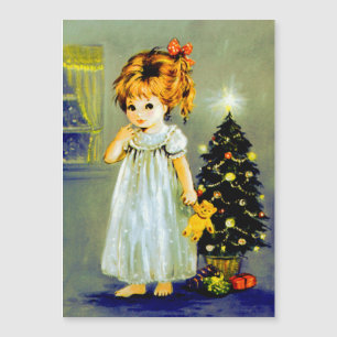 Little Girl On Christmas Eve Holiday Card