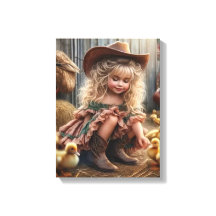 Little Girl On The Farm Stretched Canvas Print