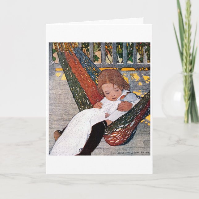 Little Girl on the Hammock, Jessie Willcox Smith Card (Front)