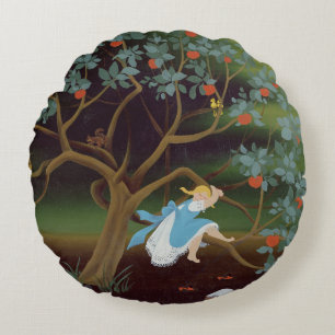 Little Girl on the Tree of Dreams Round Pillow