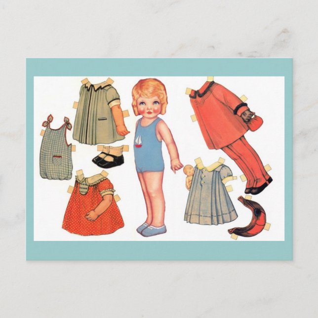 Little Girl Paper Doll Postcards (Front)