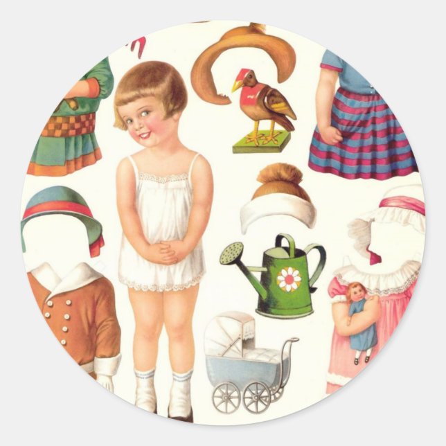 Little Girl Paper Doll Stickers (Front)