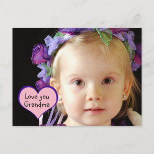 Little girl pink heart "love you grandma" postcard