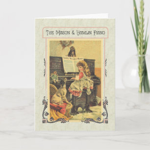 Little Girl Playing Piano to Dog Card