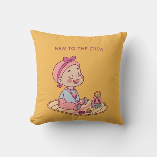 Little Girl Playing Throw Pillow (Front)