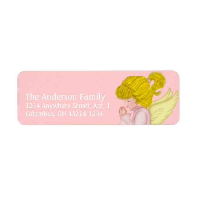 Little Girl Praying Angel 2j Return Address Labels (Front)