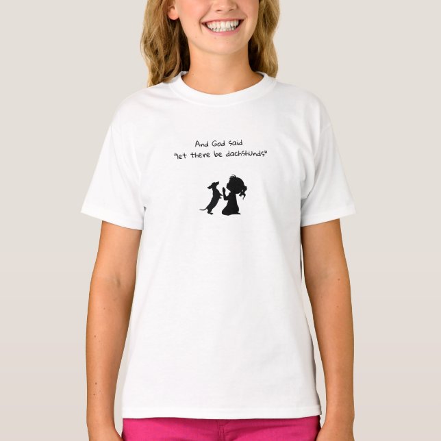 Little Girl Praying With Dachshund Shirt (Front)