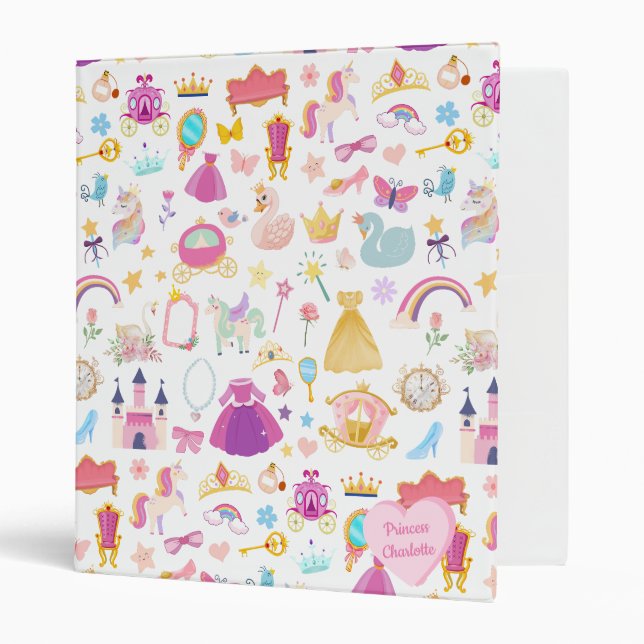 Little Girl Pretty Princess Fairy Tale Pattern Binder (Front/Inside)