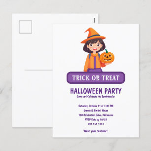 Little Girl Pumpkin Trick or Treat  Holiday Postcard