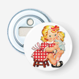 Little girl retro vintage doll child bottle opener