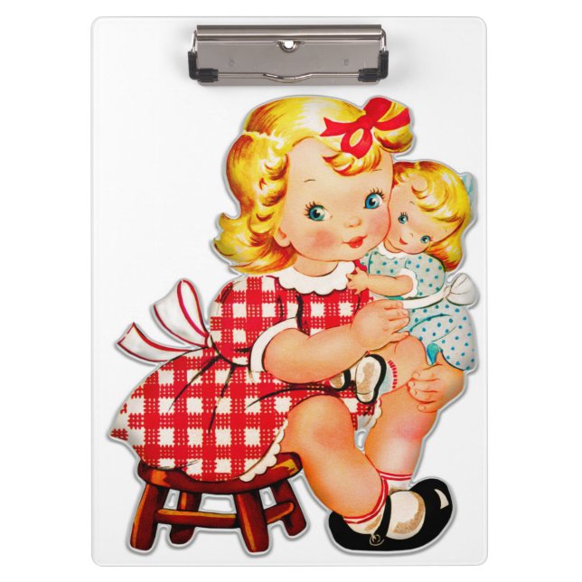 Little girl retro vintage doll child clipboard (Front)