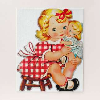 Little girl retro vintage doll child jigsaw puzzle