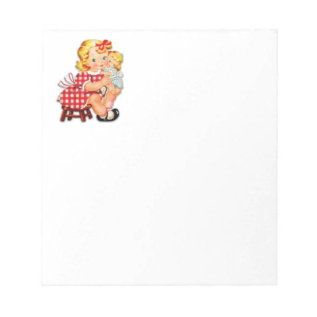 Little girl retro vintage doll child notepad (Front)