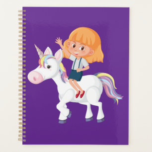 Little Girl Riding Magical Unicorn Adventure Planner