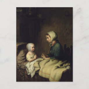 Little Girl Saying Her Prayers in Bed Postcard