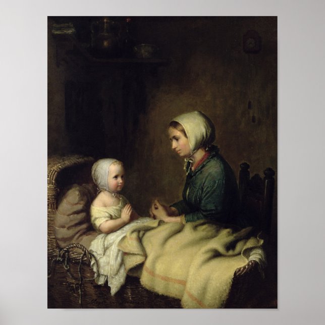 Little Girl Saying Her Prayers in Bed Poster (Front)
