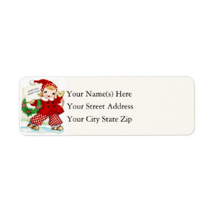 Little Girl Skaters Christmas Greetings Vintage