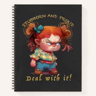 Little Girl Stubborn Deal With It Cute Adorable Notebook