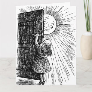 LITTLE GIRL SUNSHINE ART BIRTHDAY GREETING CARD