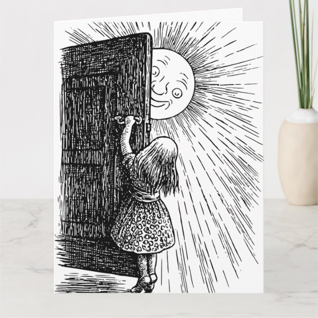 LITTLE GIRL SUNSHINE ART BIRTHDAY GREETING CARD (Front)
