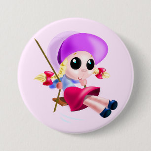 Little Girl Swinging 3 Inch Round Button