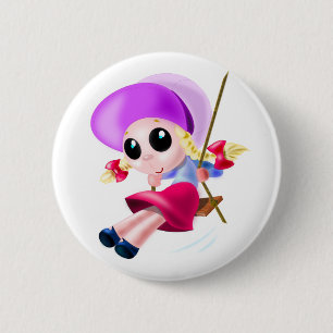 Little Girl Swinging - Happy 2 Inch Round Button