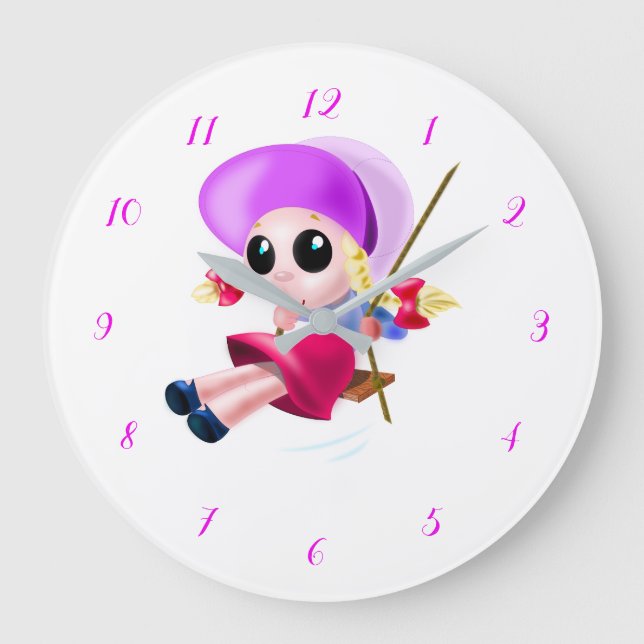 Little Girl Swinging - Large Clock (Front)