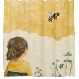 Little Girl Watching a Bumblebee