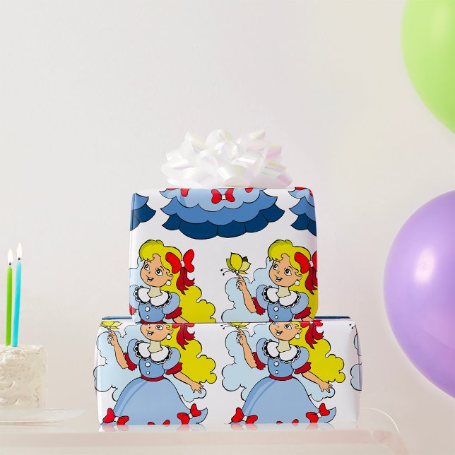 Little Girl With A Butterfly Wrapping Paper (Creator Uploaded)