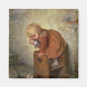 Little Girl with a Rabbit Magnet