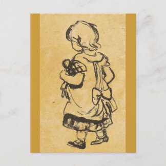 Little Girl with Doll - Zille Postcard
