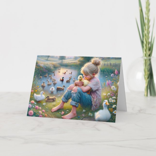 Little Girl With Ducks Card (Front)
