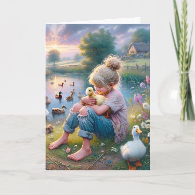 Little Girl With Ducks for Birthday Card (Front)