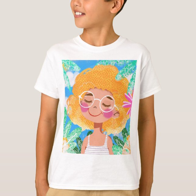 Little Girl with Flowers T-Shirt (Front)